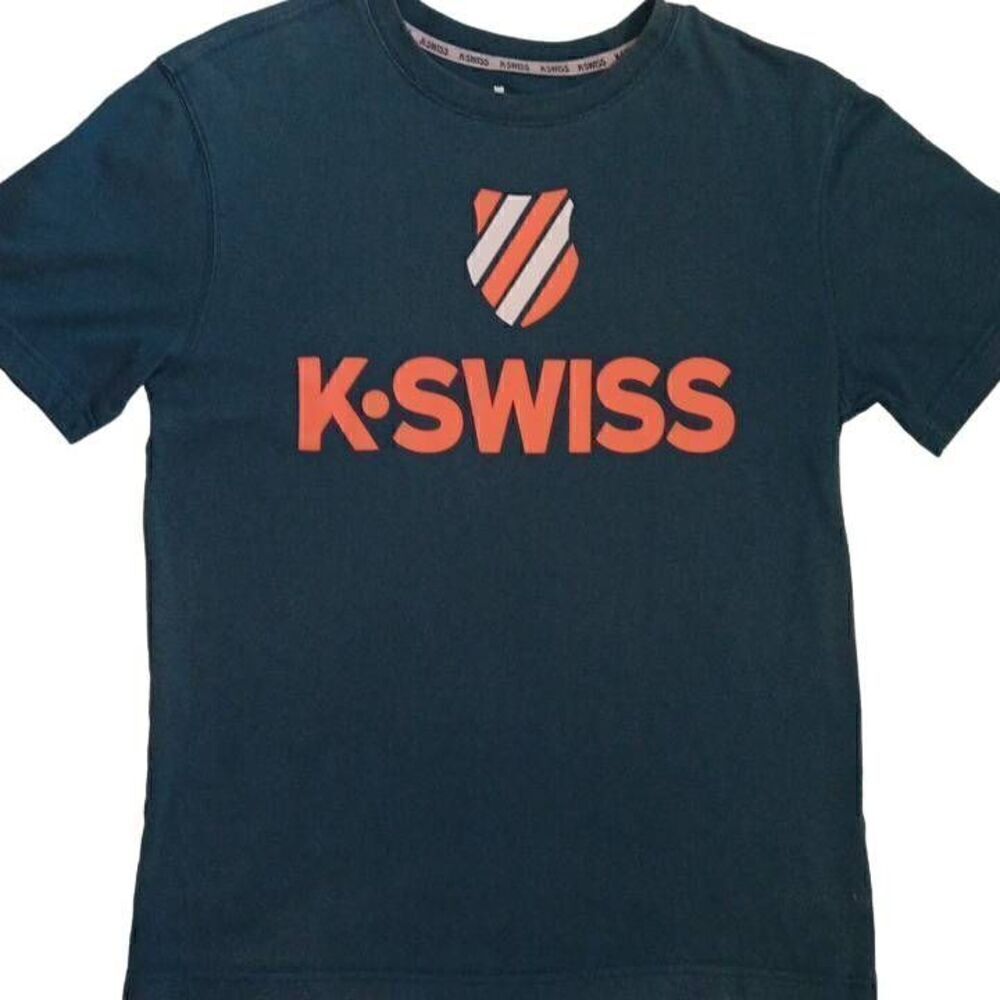 K-Swiss Tshirt Size Small Unisex or Women's PTP 19.5 Length 27" Color Dark Gre - Picture 2 of 7